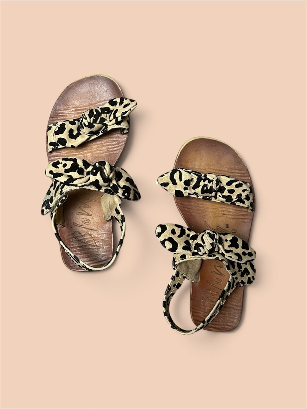Girls Blowfish Leopard Print Bow Sandals Size 10T